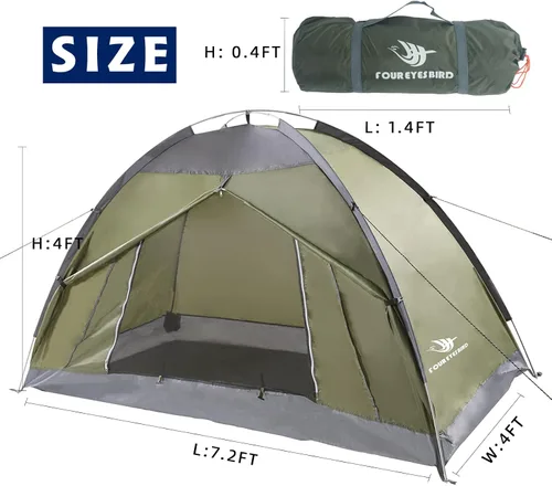 Vista 2 de Tienda de campaña de mochila individual de 7.2 × 4 × 4 pies, tienda de campaña impermeable para acampar y senderismo, puede ser utilizada por una