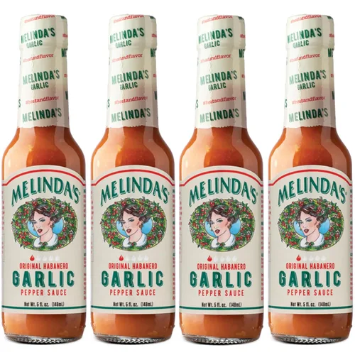 Vista 10 de Melinda's Salsa picante habanero de ajo - Salsa picante hecha con pimientos habaneros, ajo, zanahorias y cebolla - Keto, vegano, salsa picante sin