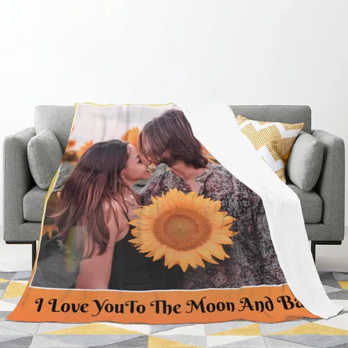 Vista 2 de Manta personalizada con fotos – Manta personalizada con fotos, regalos personalizados con imagen, manta de franela de vellón para esposa, marido