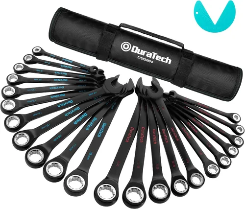 Vista 13 de DURATECH Juego de llaves de trinquete antideslizantes, 22 piezas, métricas