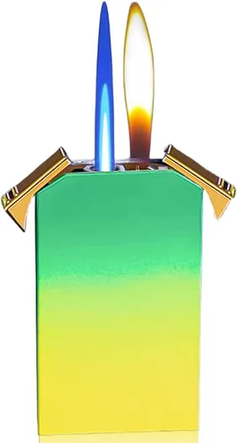 Vista 8 de Cool Jet - Encendedor de doble llama, bonito estético, recargable y ajustable, regalos únicos para hombres, velas de chimenea, camping, barbacoa