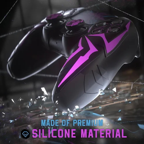 Vista 3 de PlayVital Design for ps5 Controller Silicone Case with 2 Thumb Grips and 6 Sticker, Cyber Spider Design, Anti-Slip Shockproof Controller Cover Skin