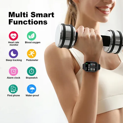 Vista 3 de Choiknbo Reloj inteligente con rastreador de fitness para teléfonos Android/iOS, pantalla táctil completa de 1.69 pulgadas con monitor de frecuencia