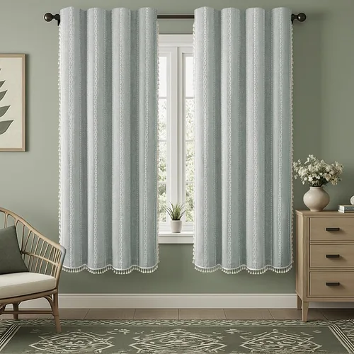 Vista 20 de Cortinas opacas estilo bohemio verde salvia de 96 pulgadas, 2