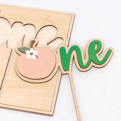 Vista 6 de Peach One - Decoración de pastel de madera con temática de durazno, decoración de primera fiesta de cumpleaños, suministros de fiesta de dulce