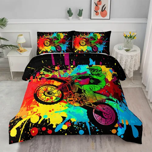 Vista 20 de Juego de edredón para niños Axolotl, tamaño individual, juego de ropa de cama con diseño de autos de carreras para niños, niñas, adolescentes