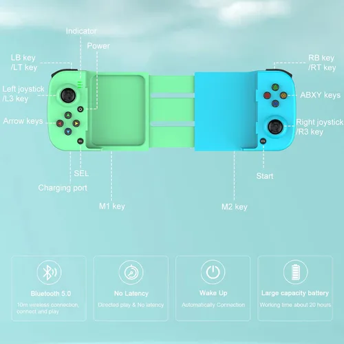 Vista 6 de Joso Bluetooth Controller for iPhone, Android, Direct Play, Low Latency, Phone Controller Gamepad Joystick for Galaxy S23 S22 S21 20 Ultra, iPhone