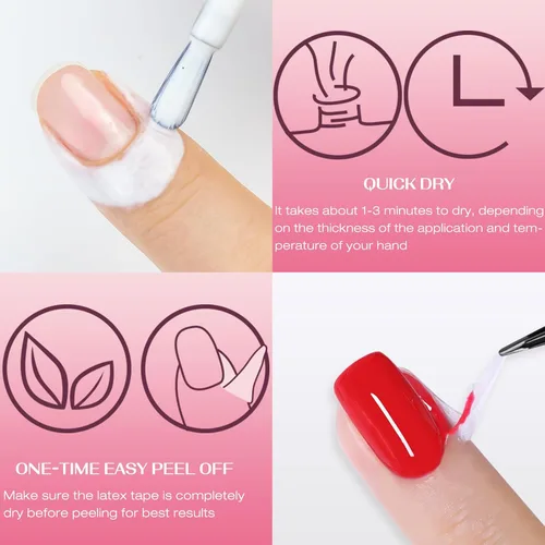 Vista 3 de DRMODE Látex líquido para uñas, secado rápido mejorado, barrera de esmalte de uñas, cinta de látex, protector de cutícula para dedos, pintura
