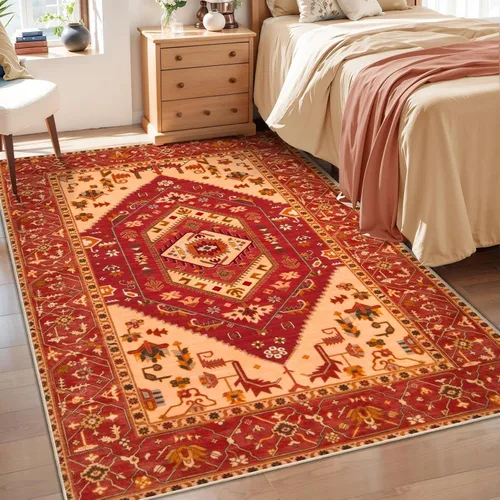 Vista 165 de SERISSA - Tapetes florales vintage, antideslizante, lavable, pequeño, ultrasuave, bohemio, de pelo bajo, para entrada, interiores, habitación
