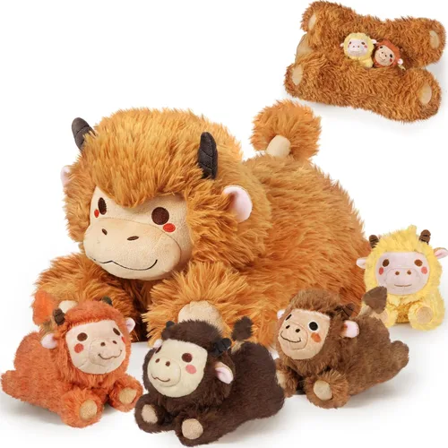 Vista 14 de KMUYSL Juguetes para Niñas de 0 1 2 3 4 5 6 7 8+ Años – Animal de Peluche de Unicornio Mamá con 4 Bebés Unicornios en su Barriguita, Set de Juguetes