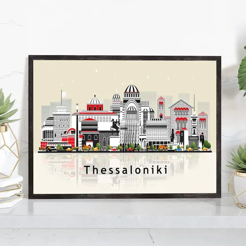 Vista 45 de Pera Print ADANA - Póster de Adana Turquía, ilustración de horizonte urbano de ciudad, póster moderno de pavo, impresión de paisaje urbano y punto