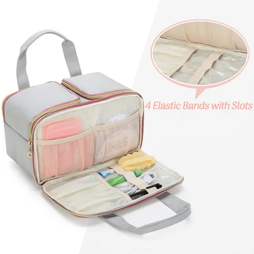 Vista 4 de Damero Bolsa de extractor de leche portátil con bolsa de hielo compatible con Elvie y la mayoría de bombas electrónicas Medela, bolsa de mano