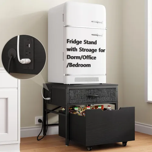 Vista 14 de Soporte para Mini Nevera, Estación de Gabinete de Barra de Café con Espacio de Almacenamiento para Insertar Refrigerador Pequeño, Organizador