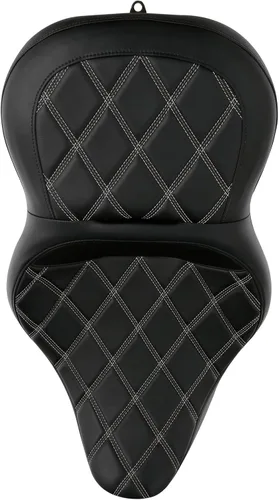 Vista 5 de C.C. RIDER Asiento de Cuero para Conductor y Pasajero - Asiento de Turismo de Gel Fat Diamond 2-Up Compatible con Harley Touring Road King Street