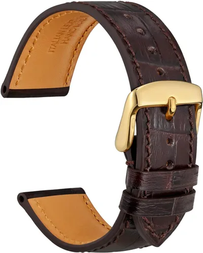 Vista 27 de WOCCI - Correas para reloj de cuero italiano, grano de cocodrilo en relieve, elige color y ancho 14 mm 18 mm 19 mm 20 mm 21 mm 22 mm, Negro