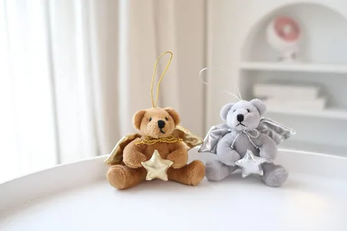 Vista 4 de Plushland Juguetes de peluche lindo oso de ángel suave, llavero de decoración, bonito regalo de cumpleaños, recuerdo de fiesta, suministros de 4