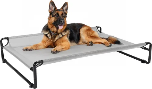 Vista 7 de Veehoo Camas elevadas para perros grandes, cuna lavable con reposacabezas laterales, cama elevada para perros al aire libre con patas