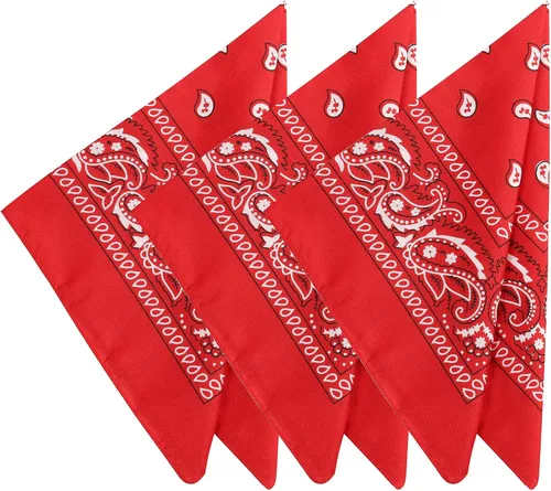 Vista 5 de Bandana roja de 21 pulgadas paquete de 12 unidades bandana roja a granel bandana de fiesta para hombre