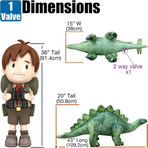 Vista 6 de Inflable Stegosaurus, 46 pulgadas de largo, Multicolor