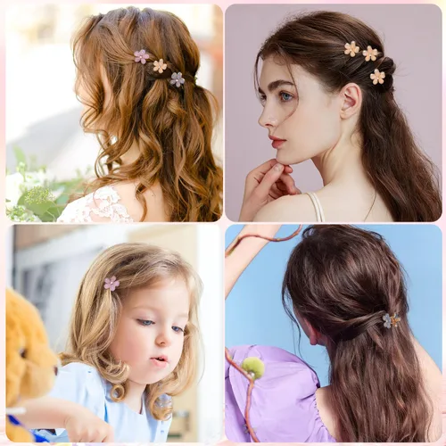 Vista 5 de CWJCYTNSN 16 unidades de pequeñas pinzas para el cabello para mujeres y niñas, mini pinzas de flores de cristal, pinzas de metal lindas de 0.8