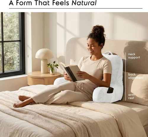 Vista 2 de Nestl Almohada de lectura para niños y adolescentes con espuma viscoelástica triturada, almohadas de respaldo para leer, ver y jugar, uso
