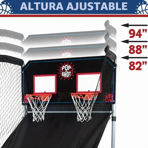 Vista 8 de Pop-A-Shot - Home Dual Shot Juego de baloncesto arcade para el hogar Aro de puntuación con sensor, 16 modos de juego, 7 bolas Plegable para un