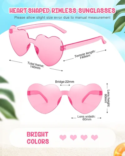 Vista 2 de JDHXBMW Heart Shaped Sunglasses Candy Color Rimless Fun Heart Sunglasses for Women Men Party Favors