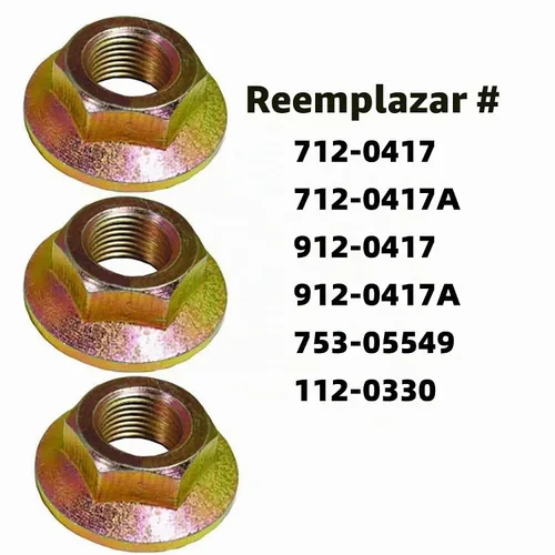 Vista 3 de Tuerca hexagonal de eje de hoja 912-0417 912-0417A 712-0417A 712-0417 Compatible con cortacésped MTD E20, para cortacésped Cub Cadet Zero Turn RZT