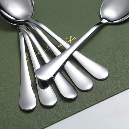 Vista 7 de Kyraton - 6 cucharas de mesa de acero inoxidable de 7.5 pulgadas, cucharas de sopa, cucharas de postre, cubiertos para lavavajillas, juego de 6