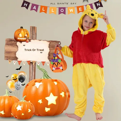 Vista 5 de SWEETXIN Kids Unisex Onesie Pajamas Plush One Piece Halloween Costume Cosplay Sleepwear for Girls Boys