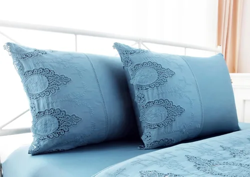 Vista 13 de Juego de 2 fundas de almohada con encaje blanco con flores 3D de aspecto retro noble y lujoso elegante, 100% algodón, tamaño estándar