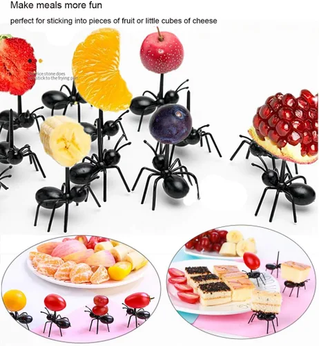 Vista 5 de OOTSR - Palillos de dientes de frutas y postres (24 piezas) – OOTSR - Recogedor de alimentos reutilizables para hormigas, aperitivos, pasteles