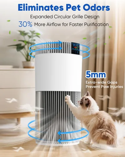 Vista 7 de Purificador de aire para habitación grande del hogar de 2500 pies cuadrados con filtros lavables, purificador de aire para mascotas para dormitorio
