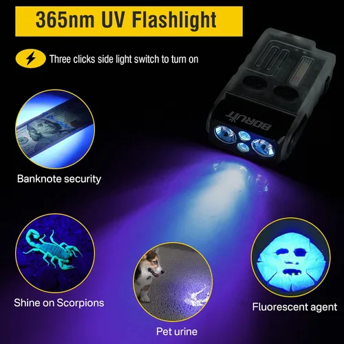 Vista 4 de BORUIT Linterna pequeña V20 con clip, magnética, giratoria de 180° Fluorescente