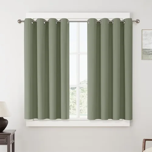 Vista 31 de ChrisDowa Cortinas 100% Opacas de Abedul Sólido de 45 Pulgadas de Largo, 2 Paneles para Dormitorio y Sala de Estar, Estilo Granja Oscurecedoras
