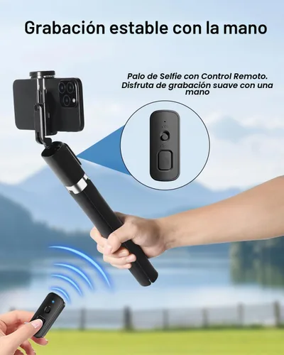 Vista 6 de CAMBOFOTO Trípode para teléfono 2 en 1, palo para selfie, control remoto extensible de 68 pulgadas