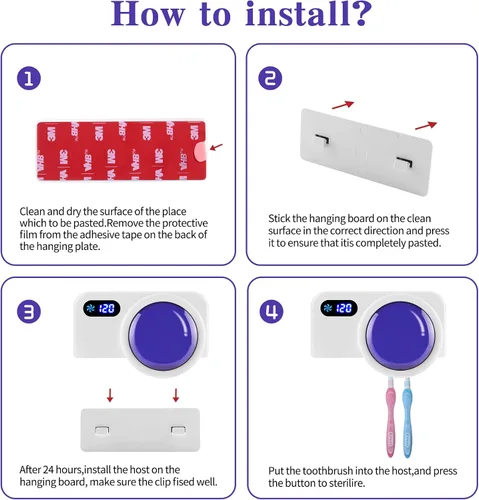 Vista 7 de TAISHAN Estuche para cepillo de dientes desinfectante UV, mini soporte portátil para cepillos de dientes con función de secado de ventilador, mata