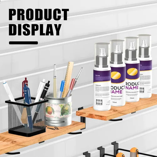 Vista 5 de Ganchos de pared de listones de 4 pulgadas, gancho de pantalla de pared de listones negros, 25 ganchos para accesorios de panel de pared de listones