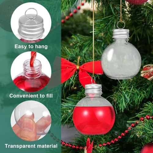 Vista 3 de Baluue 10 piezas de bolas de bebida de Navidad de 100 ml, adornos grandes de vaso de chupito de plástico transparente, adornos llenables para árbol
