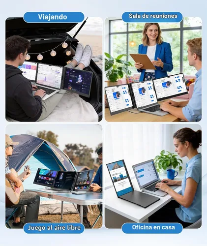 Vista 8 de Extensor de pantalla triple para portátil de 14", monitor portátil 2-Negro