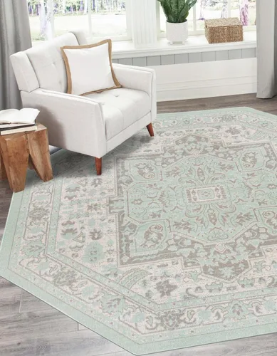 Vista 32 de Unique Loom Whitney Collection - Alfombra rectangular de 5 pies 3 pulgadas x 8 pies, color azul Multicolor/Azul