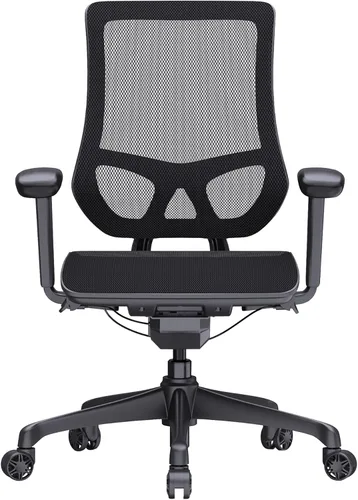 Vista 6 de WorkPro Silla de oficina ergonómica de malla y malla con respaldo medio, negro/negro, compatible con BIFMA