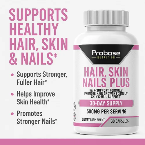 Vista 2 de Probase Nutrition Cabello, piel y uñas más 60 cápsulas de suministro para 30 días