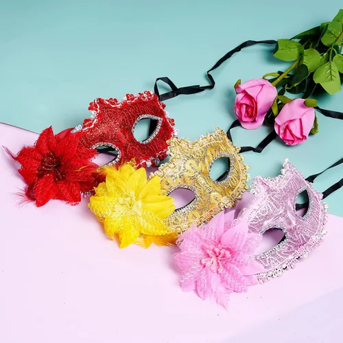 Vista 7 de Yookat Máscara de máscaras de encaje antiguo para carnaval
