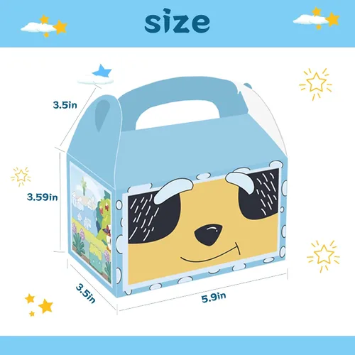 Vista 7 de Bolsas de dulces de fiesta de perro azul de dibujos animados, 16 unidades, cajas de regalo de regalos familiares para niños y niñas, suministros