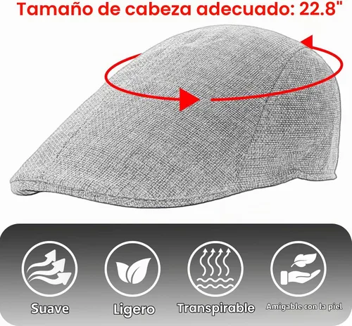 Vista 2 de meioro Gorra plana de verano para hombre, tejido de paja de lino, de algodón, transpirable, Gatsby Irish Cabbie Ivy Cap Caqui