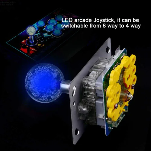 Vista 9 de Zerodis Arcade Joystick Kit Arcade Games DIY Kit Parts LED Colorful Illuminated Joystick with 2P Line Switchable Arcade Joystick from 4 to 8 Way