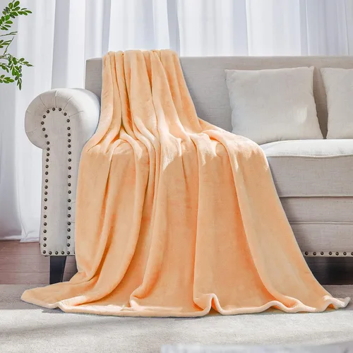Vista 11 de JIAHANNHA Manta de forro polar de franela (50 x 60 pulgadas), manta beige para sofá o cama, 280 GSM, manta de felpa súper suave, acogedora y ligera