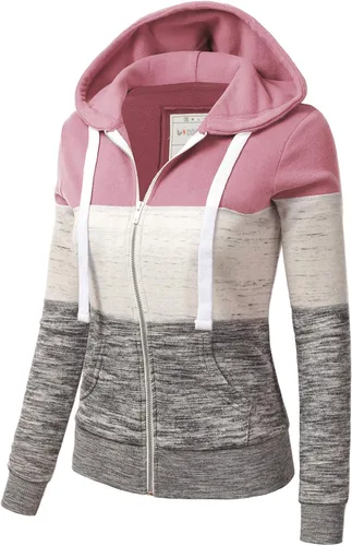 Vista 2 de Doublju - Chaqueta ligera y delgada con capucha y cremallera para mujer de talla extragrande