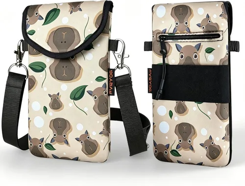 Vista 49 de Funda de neopreno para teléfono con correa cruzada y correa elástica Bear Woodland
